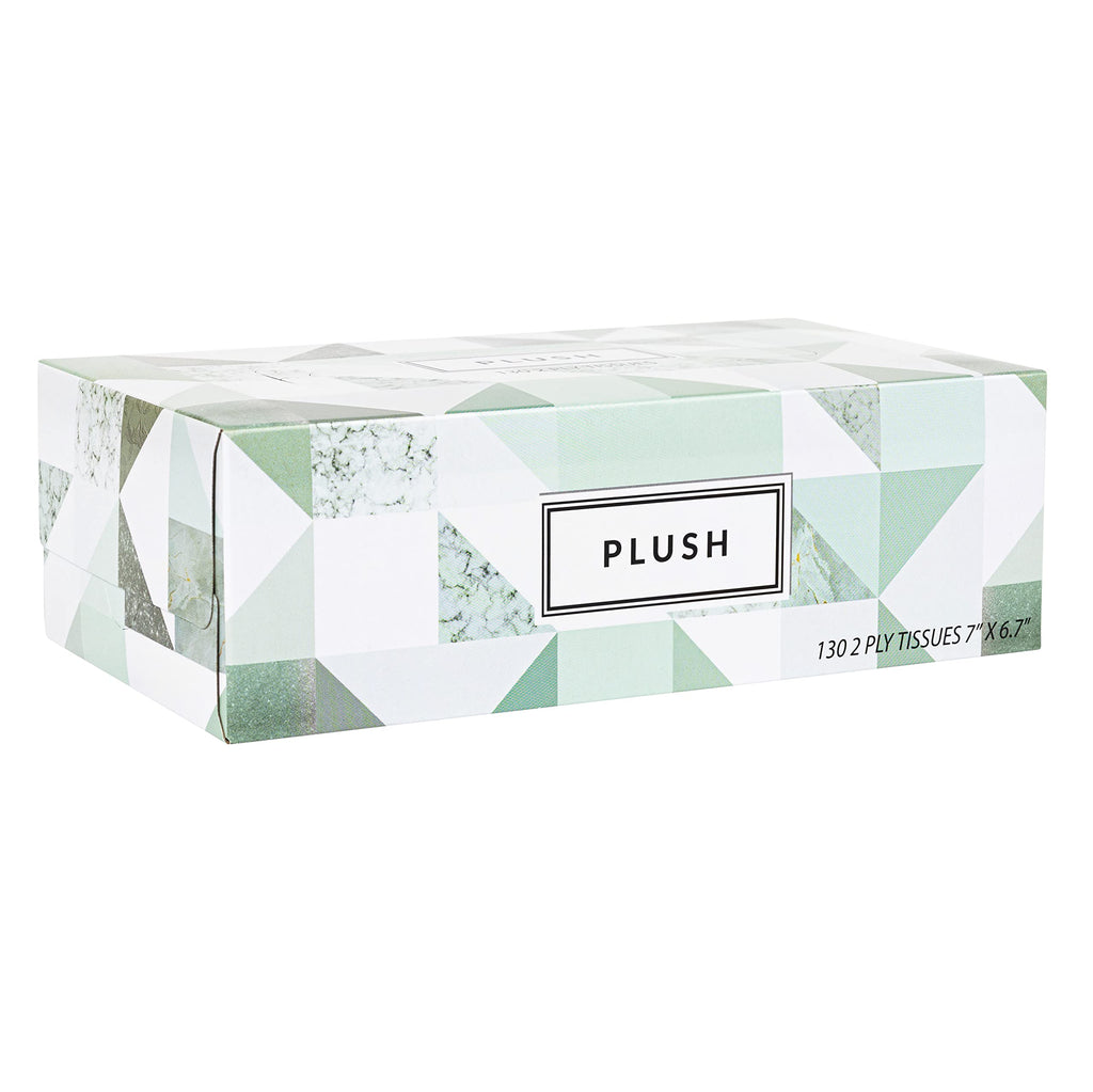 Plush Facial Tissues 130 Per Box Size 7" X 6.9" 2 Ply,Soft, Smooth, Great for Bathroom, Office, Store, School,Home, Kitchen, Or in Your Car & in Every Room (Family pack Pack of 30, 3900 Tissues total)
