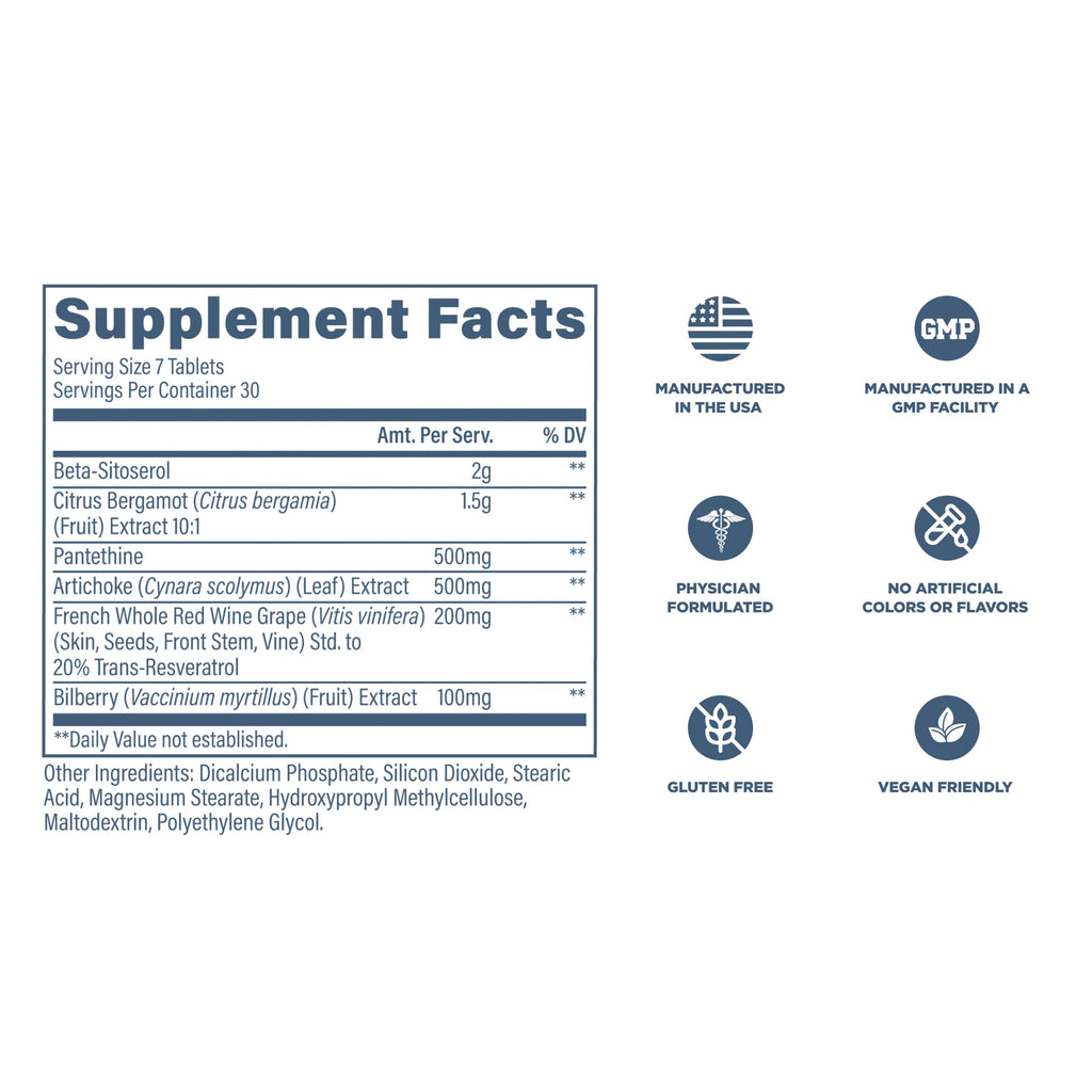 Revive MD Lipid Support Formula - Supplement Helps Maintain Healthy Cholesterol Levels, Endothelial Health & Triglyceride Levels - Beta Sitosterol, Citrus Bergamot & Pantethine (30 Servings)