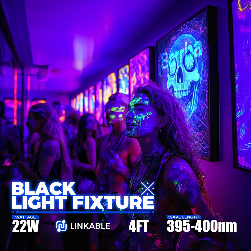 Barrina UV LED Blacklight Bar, 22W 4FT, T5 Bulb for Glow Party, Halloween
