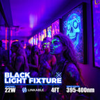 Barrina UV LED Blacklight Bar, 22W 4FT, T5 Bulb for Glow Party, Halloween