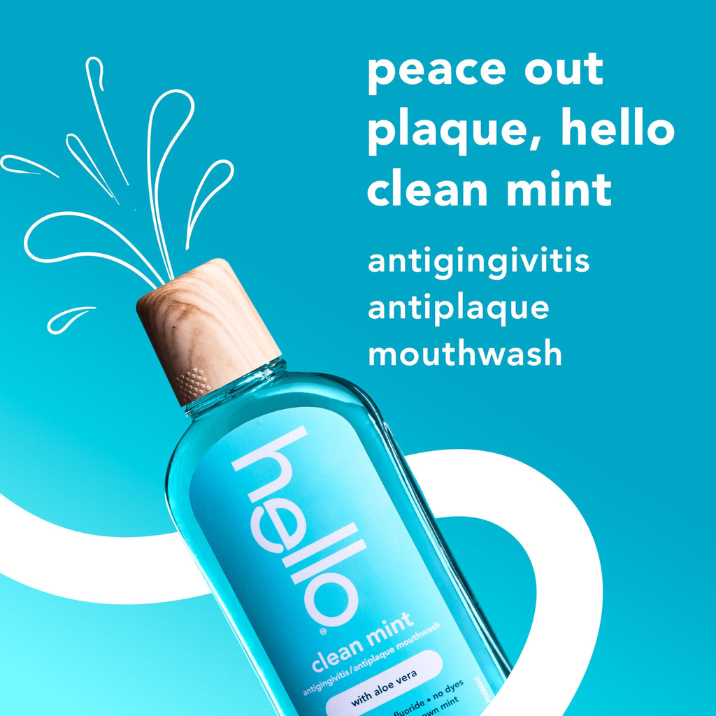 Hello Clean Mint Antigingivitis Mouthwash with Aloe, 3 Pack, 17.6 fl oz