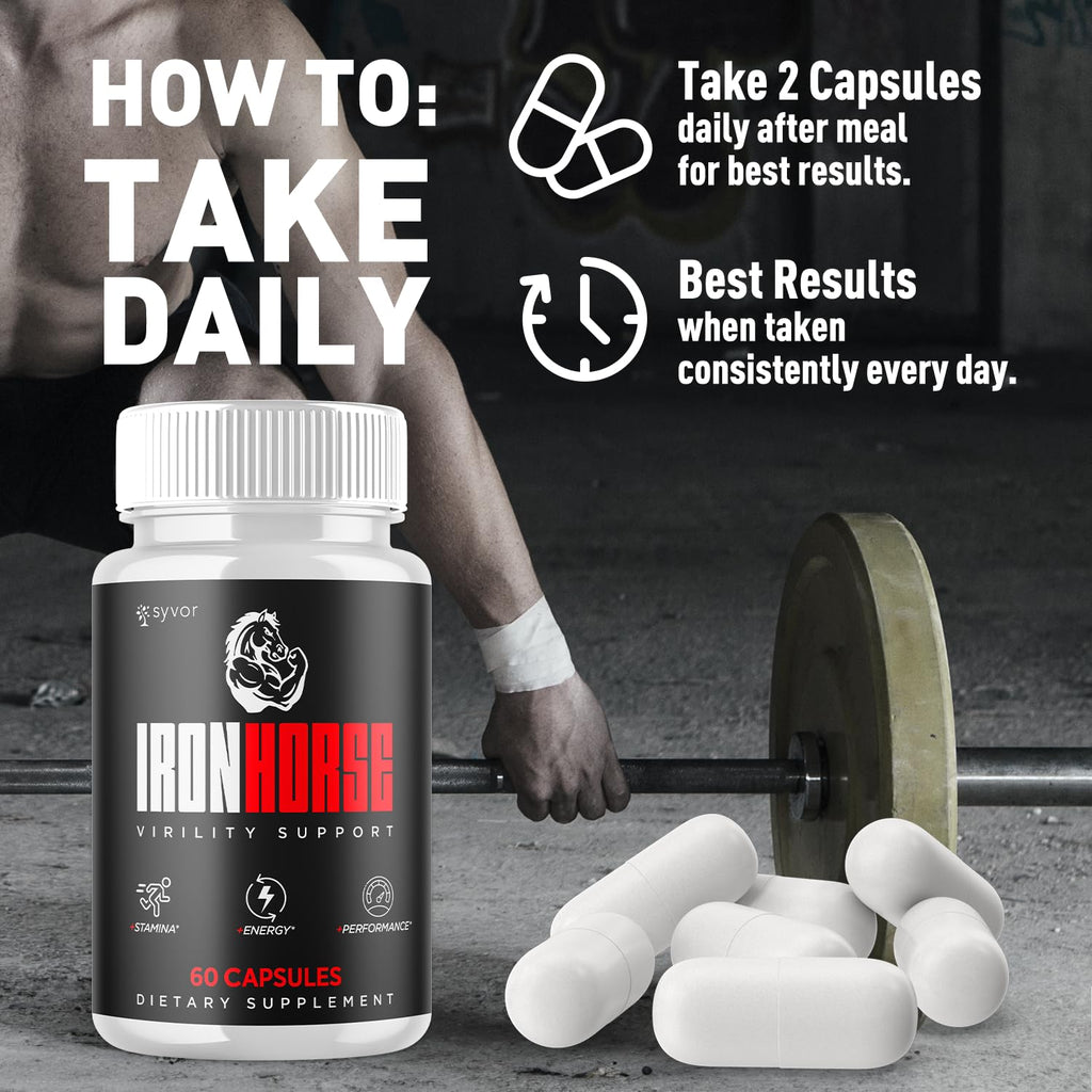 Iron Horse Supplement Pills, Official Iron Horse Pills for Men with All Natural Ingredients, Advanced IronHorse Capsules Designed to Support Health and Wellness with Premium Vitamins (60 Capsules)