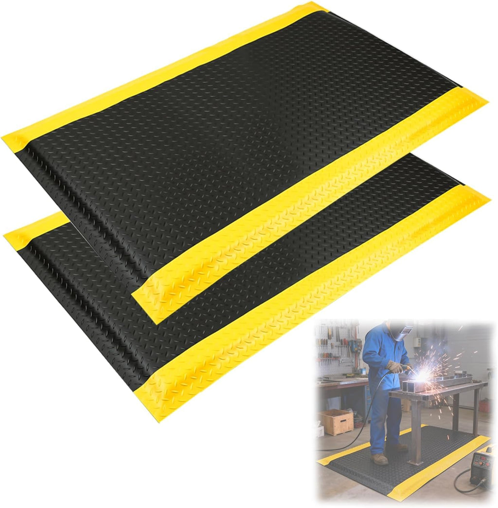 2 Pack 2 x 3 FT Industrial Anti Fatigue Mats, 15/16 Inch Thick