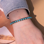 Montana West Women Silver Single Row Round Turquoise Open Cuff Bracelet