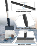 Garden Flat Shovel, Heavy Duty Multifunctional Cleaning Shovel with 60" Adjustable Long Handle, Metal Floor Scraper Tool for Weeding, Scraping, Ice & Snow Removal, Driveway, Sidewalk, Garden, Outdoor
