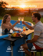 Kompoll Pool Bar Heavy Duty & Stable Poolside Bar for Above Ground Pool, Fits Top Rails up to 4.48" or Less, Holds 110 lbs, 49" x9.6" Swim Up Bar for Frame Round & Oval Above Ground Pools Accessories