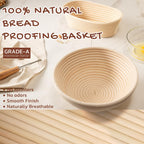 Astercook Sourdough Starter Kit with Round & Oval Banneton Bread Proofing Basket, Starter Jar, Dough Whisk, Scrapers, Stencils, Complete Sourdough Bread Baking Supplies, Fathers Day Gift for Men