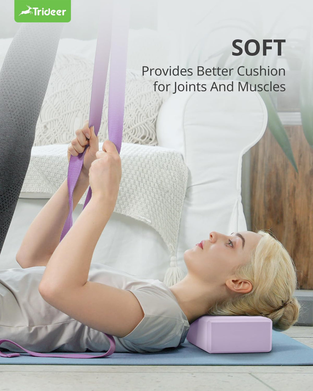 Trideer Yoga Block, Soft Non-Slip Surface Premium Foam Blocks, Supportive, Lightweight, Odor Resistant, Yoga Accessories for Pilates Meditation General Fitness Stretching Toning (Lavender-2 Pack)