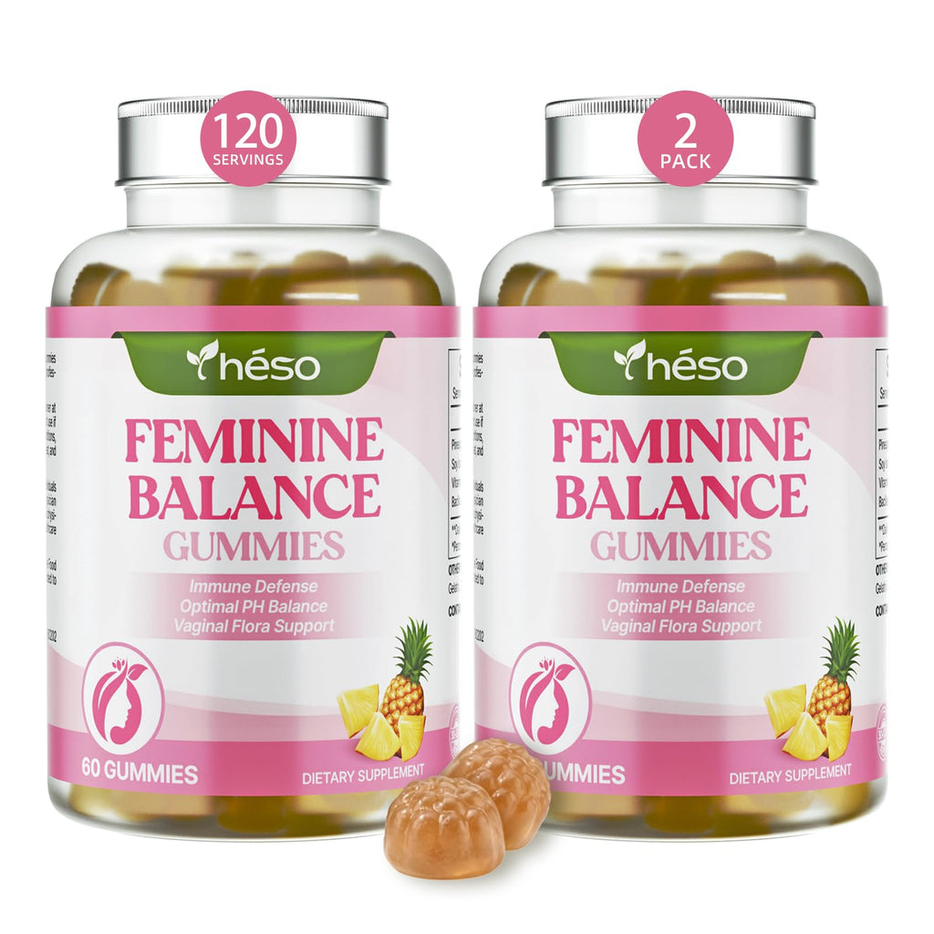 Yheso Feminine Balance Gummies for Women’s, Premium Feminine Balance Gummies – Sugar Free Immune & Vaginal Health Support – pH Balance, Pineapple Flavor, 120 Gummies (60 Servings)