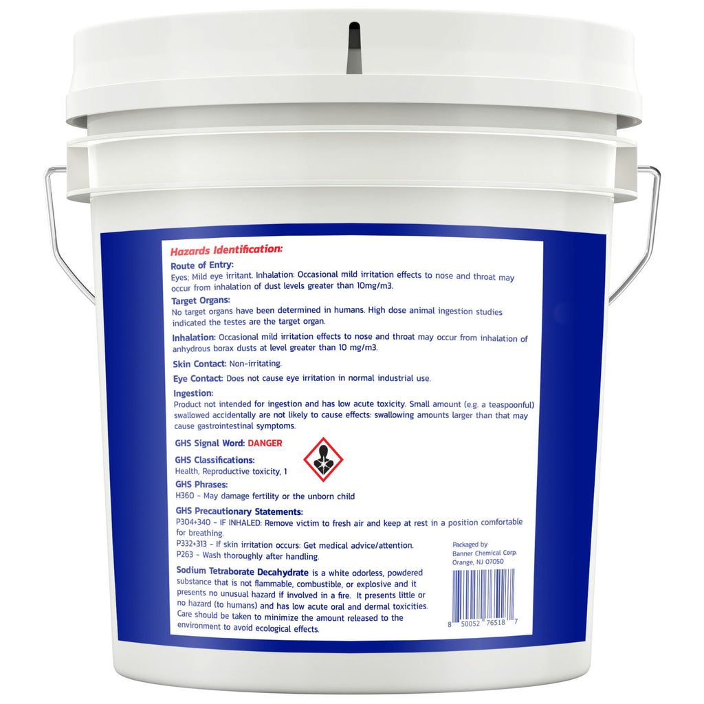Banner Chemical Raw Borax (10 lbs) - 100% Pure, Unscented, Multi-Purpose Cleaner & Detergent Booster - Natural Household Cleaner and Stain Remover - Made in the USA