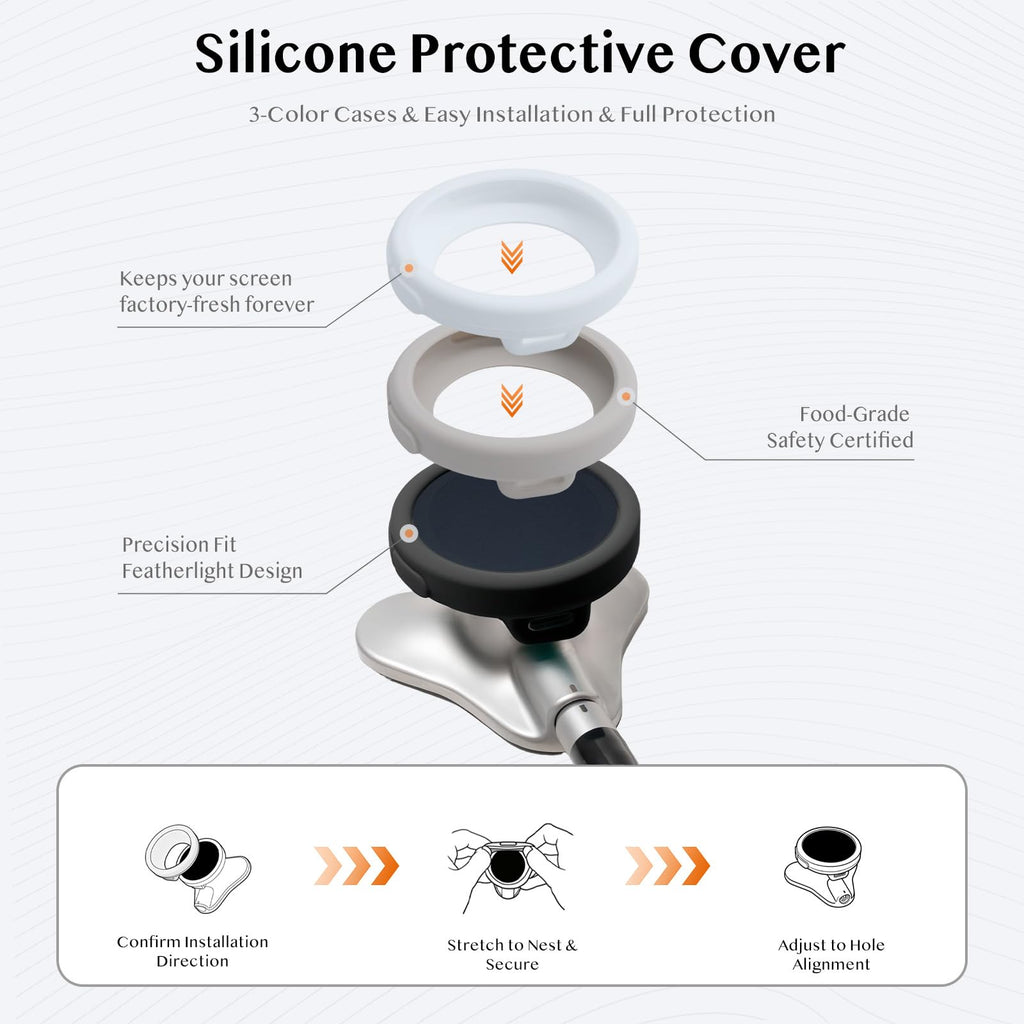 All-in-One Protection Kit for EKO CORE 500 Digital Stethoscope, 3 EPU Flexible Film, 3 Silicone Protective Cover, 6 Rubber Ear Tips, Round Protection for Daily Use, Compatible with EKO Stethoscope