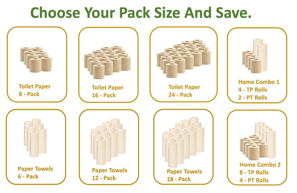 Purafide 100% Bamboo, thick 3-ply toilet paper, tree-free, unbleached, sustainable, 300 sheets per roll (TP 8 rolls)