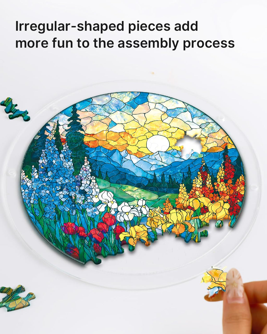 KaayeeWood Acrylic Suncatcher Puzzle, Dawn Blossom Sea-7.4 in