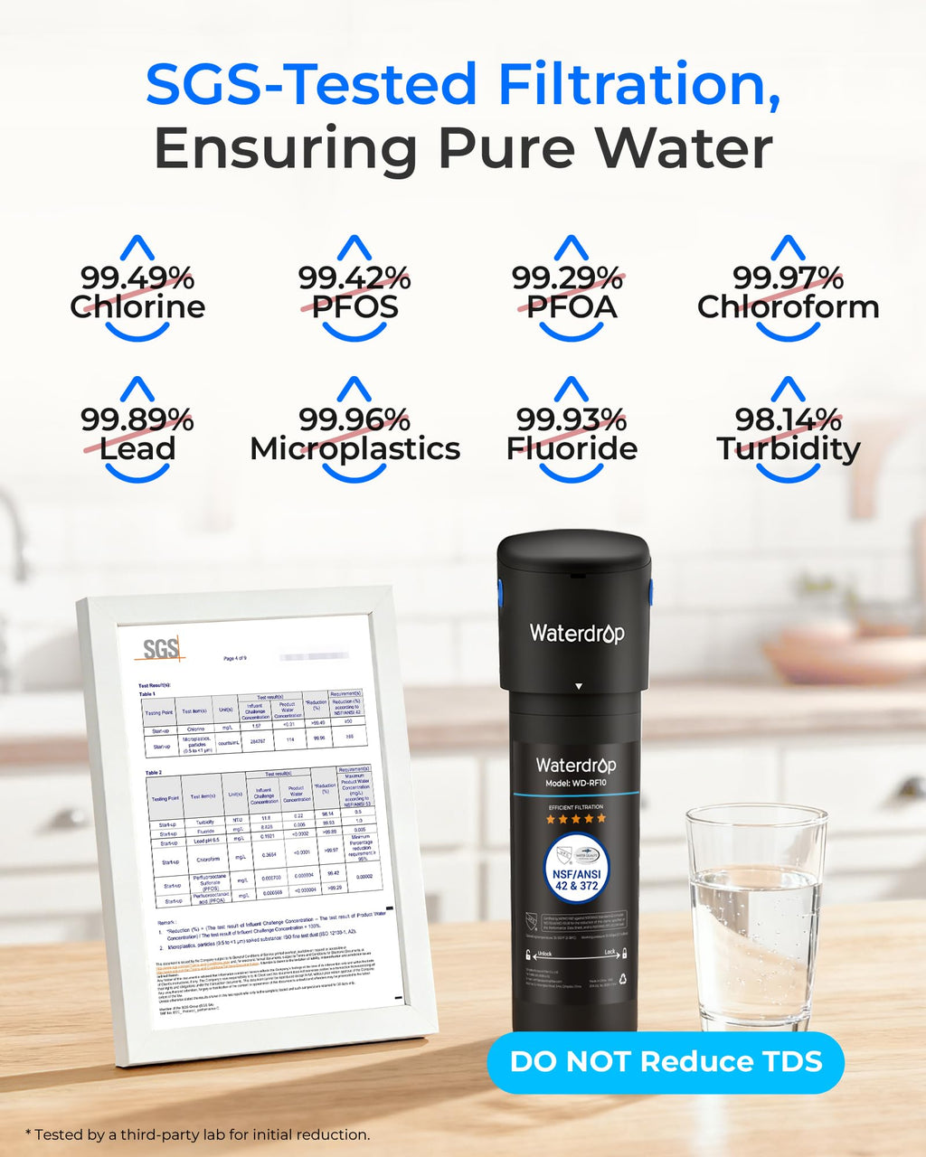 Waterdrop 10UA Under Sink Water Filter System, Reduces PFAS, PFOA/PFOS, Lead, Chlorine, Bad Taste & Odor, Under Counter Water Filter Connects Directly to Your Faucet, NSF/ANSI 42 Certified, 1 Year