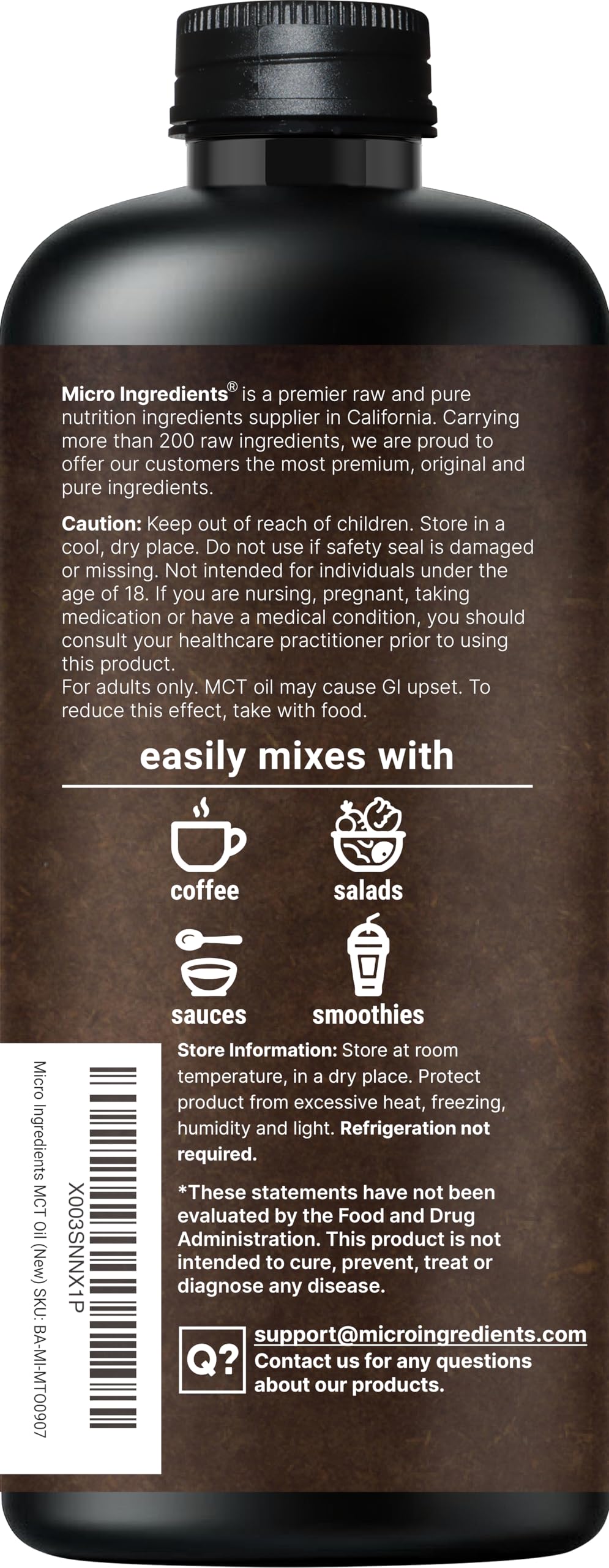MCT Oil Organic, 32 fl oz |100% Virgin Coconut with C8 + C10 Fatty Acids | Great for Coffee or Dressings | Unflavored, Keto, Vegan