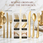 WDF 180 Count Gold Plastic Silverware Set - Heavy Duty Disposable Cutlery (60 Forks, 60 Knives, 60 Spoons) - BPA-Free Gold Flatware for Wedding/Fall Party/Baby Shower/Thanksgiving/Christmas