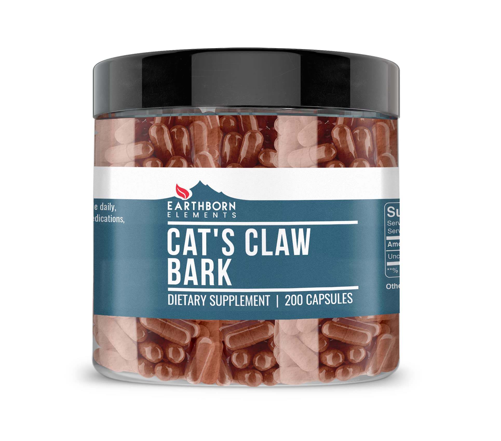 Earthborn Elements Cat's Claw Bark 200 Capsules, Pure & Undiluted, No Additives