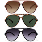 EYEGUARD 3 Pack Retro Aviator Bifocal Reading Sunglasses for Women Men UV400 Protection Classic Square Sun Readers 2.00