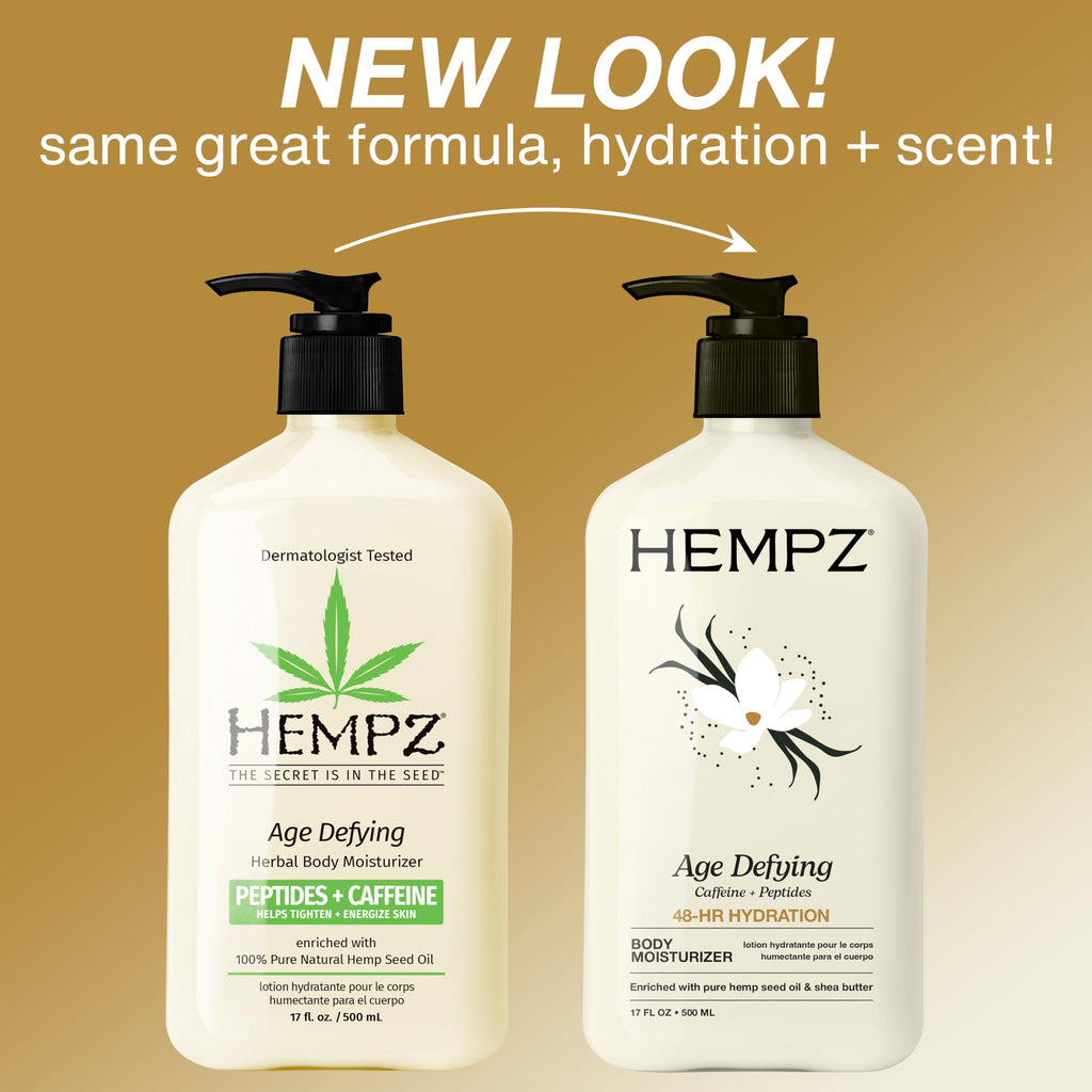 Hempz Age-Defy Body and Hand Lotion for Dry Skin, for Cracked & Crepey Skin, Quick Absorption Moisturizer, Large 17 oz