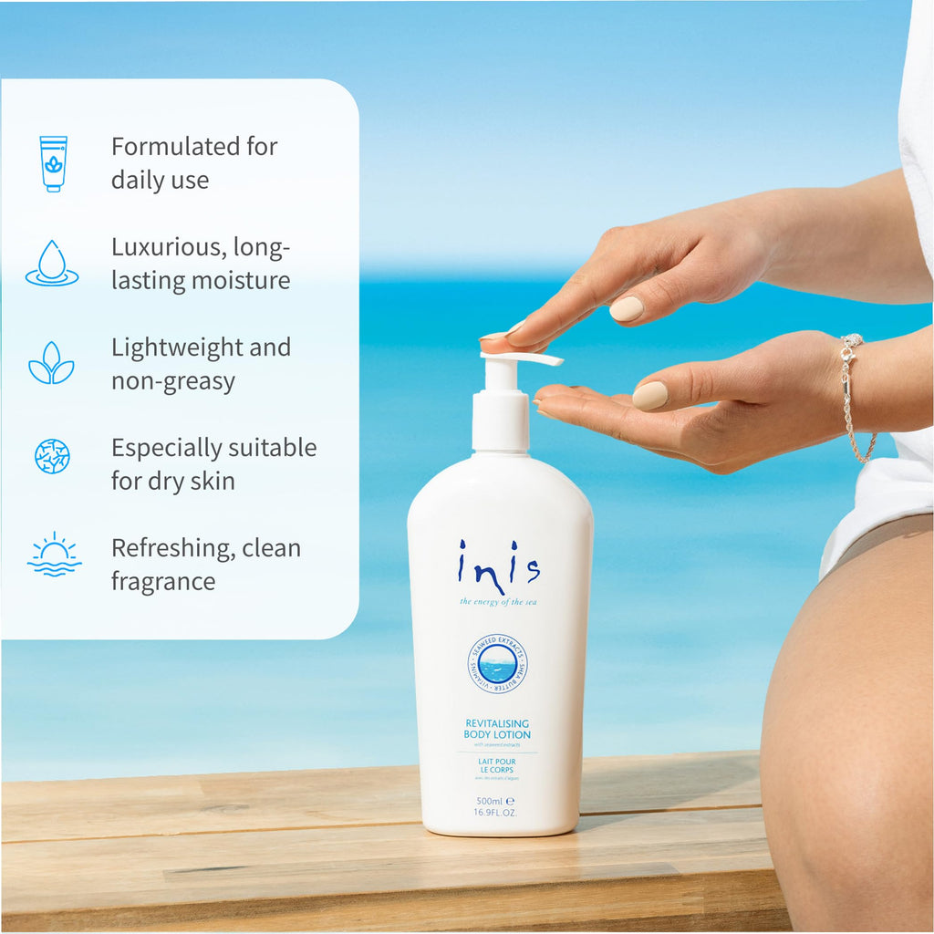 Inis the Energy of the Sea Revitalizing Body Lotion for Women and Men - Body Moisturizer with Vitamin E & Shea Butter - 16.9 Fl Oz