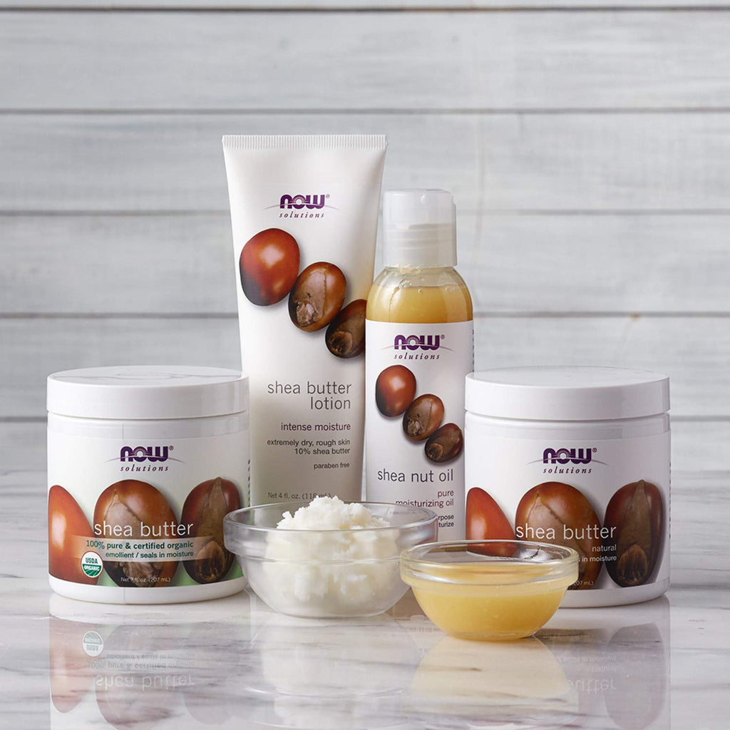 NOW Foods Solutions, Shea Butter, Skin Emollient, Seals in Moisture for Dry Rough Skin, 16-Ounce