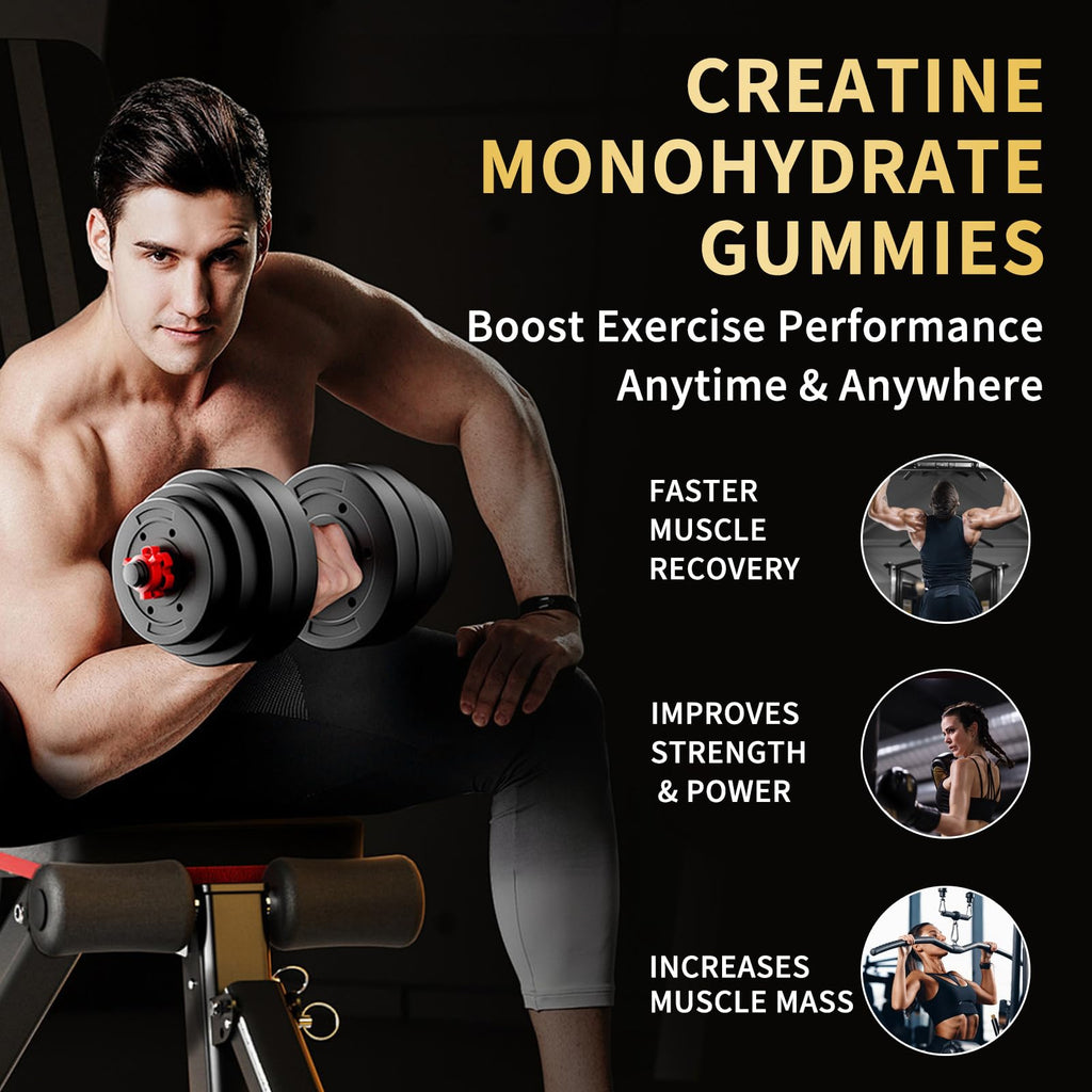 OUYIYUA Creatine Monohydrate Gummies 5000mg for Men & Women - Sugar Free Pre-Workout Supplement, Chewables for Muscle Strength, Muscle Builder, Energy Boost, Mixed Berry Flavor, 120 Count