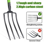 GARDENWORK Garden Fork,45-Inches Pitch Fork with Enhanced&Steel D-Handle