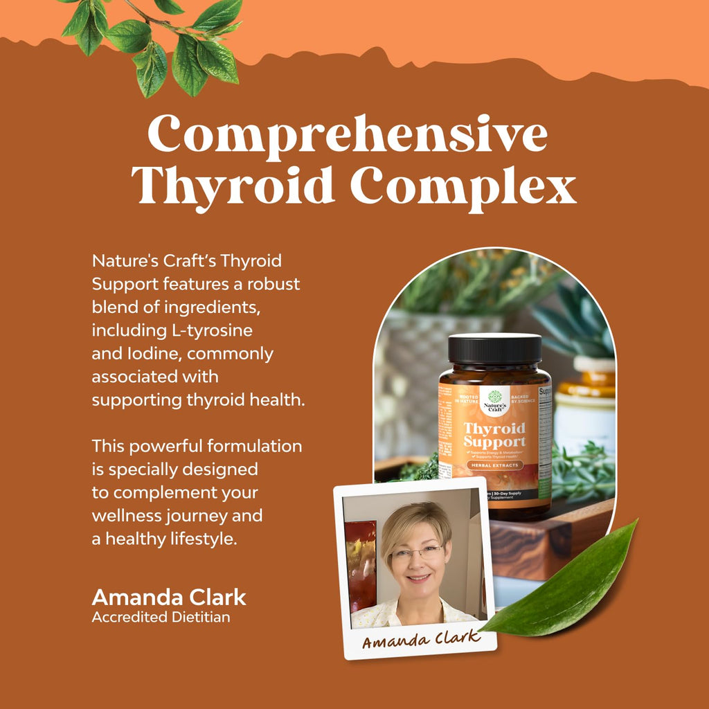 Herbal Thyroid Support Complex - Potent Kelp Iodine Supplement with L Tyrosine, Bladderwrack, Selenium & Pure Ashwagandha for Hormone Balance - Mood & Energy Dietary Pills - 120 Count