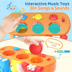 Toys for 1 2 3 Years Old, Interactive Feeding Toy with Music, Montessori Toys for Boy Girl, Musical Cause and Effect Game for 12+ Months, Christmas Birthday Gifts for Baby Toddlers Age 1-3