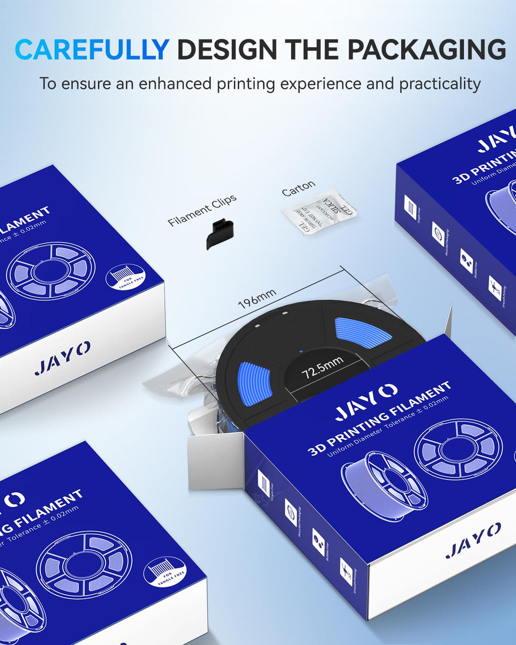 JAYO PLA 3D Printer Filament White, PLA Filament 1.75mm, 1.1KG Spool, Dimensional Accuracy +/- 0.02mm, Fit Most FDM Printer