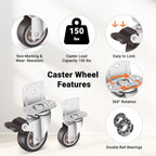Nefish 2 Inch Side Mount Casters Wheels 12 Pack, L-Shaped Rubber Casters Wheels for Furniture, Plate Castors 2 X 4, Durable Heavy Duty Castor Wheels for Cabinet, Boxes, DIY, Desk, Table, Crib