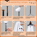 AYGXU 2pcs Halloween Decorations Indoor,Ghost Decor with String Lights Remote Control,Halloween Party Decorations,Spooky Ghost Light for Home Table Room Kitchen Office