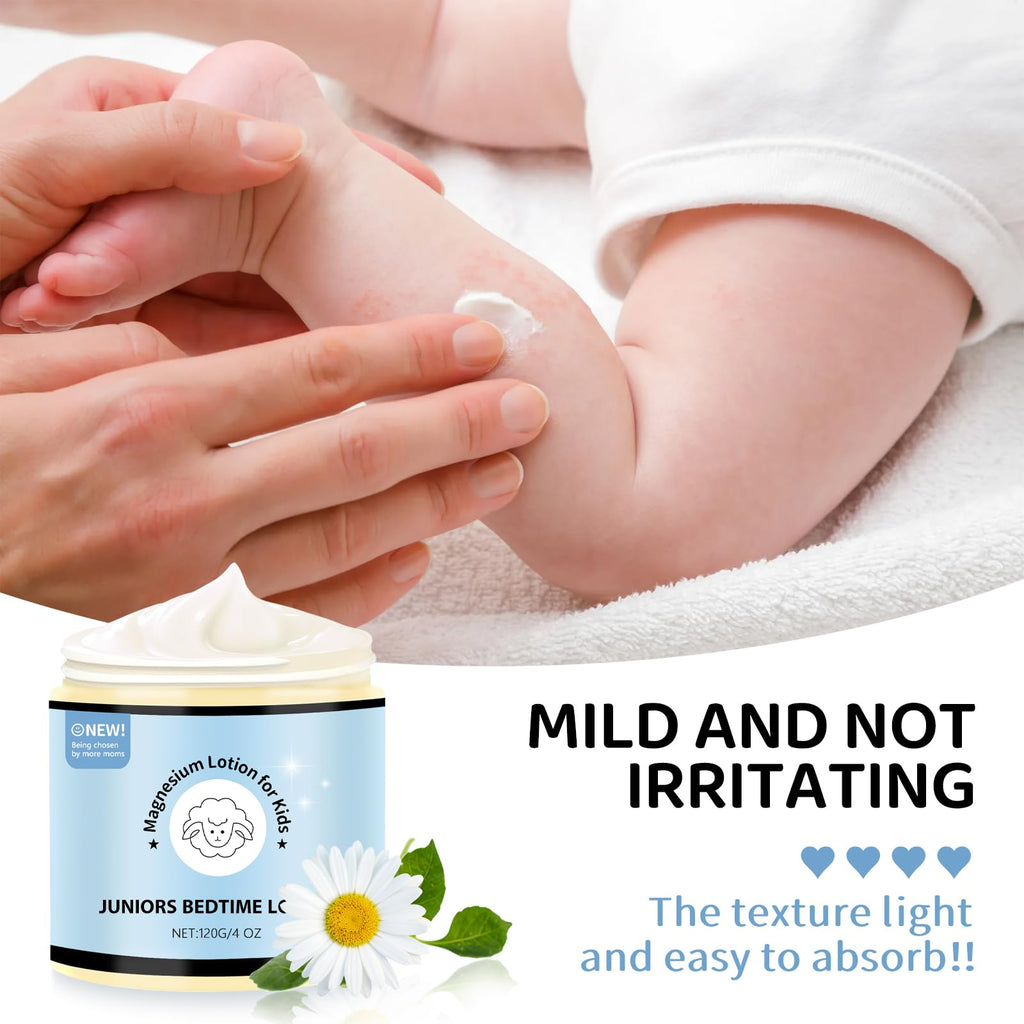 LUusmm Magnesium Lotion for Kids - Organic Magnesium Lotion for Babies - Soothing Relief & Relaxation - Topical Magnesium Cream Calms Children at Bedtime & Night - Without Melatonin (4 oz)