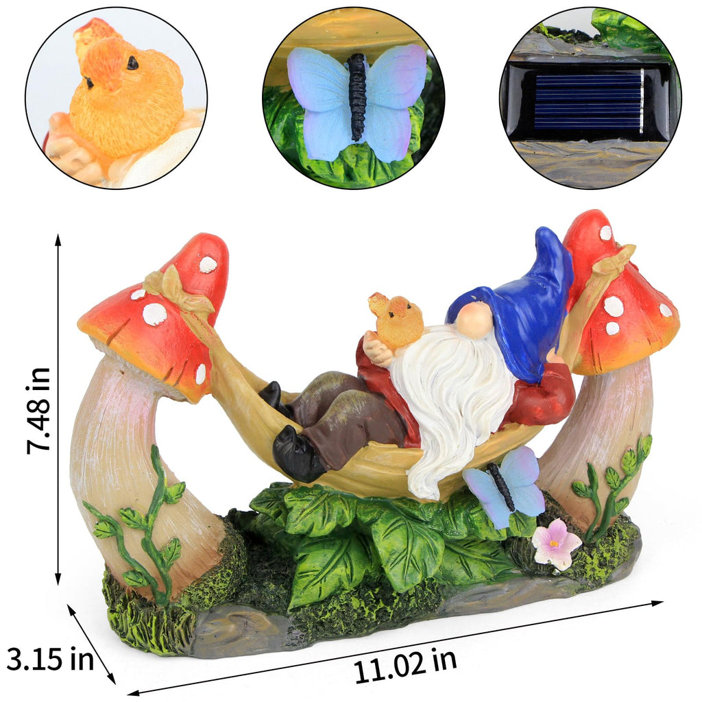 Outdoor Garden Gnome Statue,Solar Gnomes Figurine Birthday Gifts for Mom