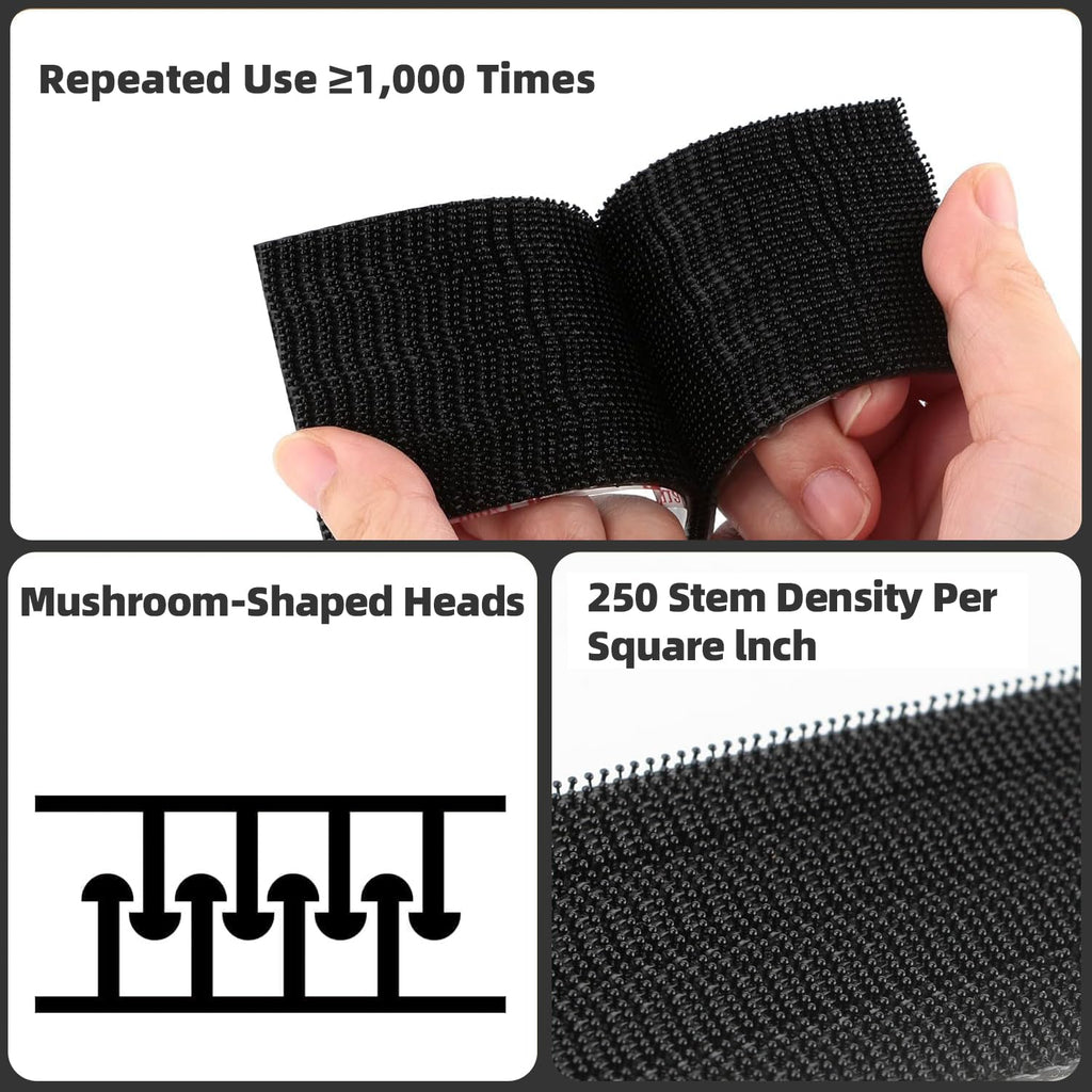 3M Dual Lock SJ3550A 1"×8ft Black, Reclosable Fastener Mounting Tape Interlocking Mushroom Shaped Strong Adhesive Hook Lock Sticky Tape Waterproof for Indoor and Outdoor, EZ Pass, Pedalboard, 1 Pack