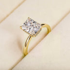 EAMTI 925 Sterling Silver Engagement Rings for Women Radiant Cut Size 6.5