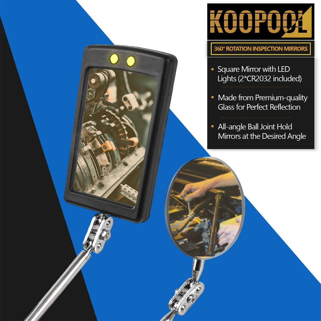 Telescoping Magnetic Pickup Tool Set, Inspection Mirror Telescoping, LED Flashlight, Cool Gadgets for Men, Gifts for Dad, Husband, Kids, Boyfriend, Magnet Stick