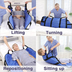 ZHEEYI Positioning Bed Pad with Reinforced Handles 43" x 36" Patient Transfer Sheet Aid Assistant for Body Lifting, Turning, Repositioning, for Elderly, Incontinence, Caregiver, Blue