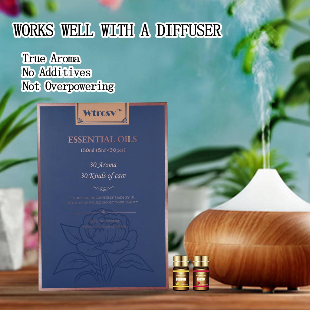 Essential Oils Set-Essential Oils-Perfect for Diffuser, Humidifier,Aromatherapy, Massage,Soap Making,Skin & Hair Care,30x5 ml