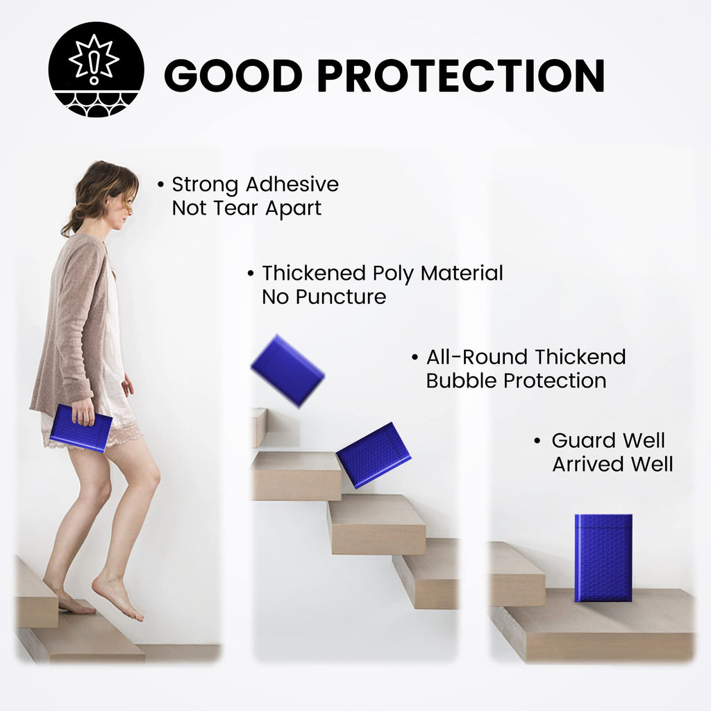 Fuxury Bubble Mailers 4x8" 200 Pack Waterproof Padded Envelopes Self Seal Bubble Envelopes Padded Mailers for Small Business Envelope Mailers Usable Size 4x7 Royal Blue