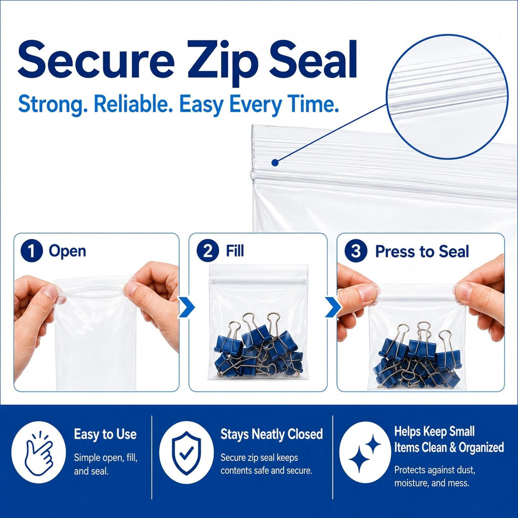 200 Pack Small Plastic Bags For Jewelry, Mini Baggies 4 Assorted Sizes. 2x3 3x3 3x5 4x6 Inch 2 Mil Thick Poly Zipper Lock Bags Clear for Jewelry, Bead, Crafts, Small Parts Storage