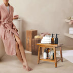 Shower Stool Bench Chair Waterproof with Storage Shelf for Shaving Legs, Spa, Bath Seat, Inside Shower Bench for Adults Seniors Elderly, Outdoor Side Table, Patio, Pool, End Table (16 Inches)