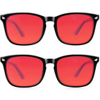 Vbewo 2 Packs Professional Sleep Glasses with 99.9% Blue Light Blocking Dual AR Coatings Lens ((02)-black+black, Red Lens(Max Protect))