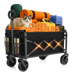 Wagons Carts Foldable, Collapsible Wagon, Folding Wagon Cart with Wheels, Wagons Carts Foldable 280 Lbs - Lightweight Portable Small Fold Up for Camping, Travel, Sports, Grocery, Shopping, Black