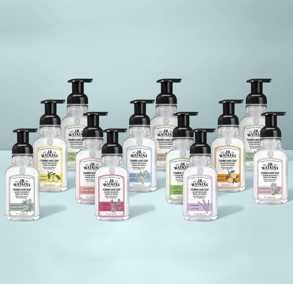 J.R. Watkins Foaming Hand Soap Pump with Dispenser, Moisturizing Hand Soap Foam, Alcohol-Free, Cruelty-Free, , Use for Kitchen or Bathroom, Eucalyptus, 9 fl oz,3 Pack