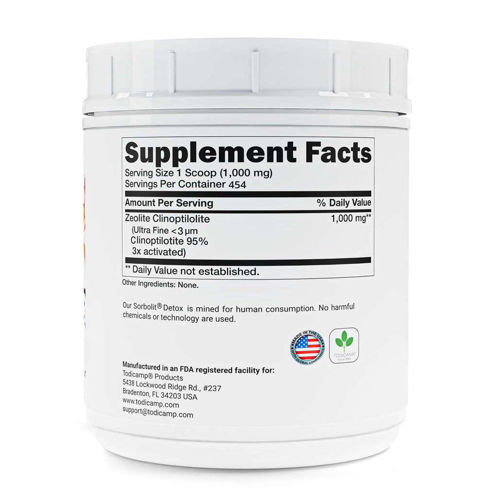 TODICAMP Zeolite Detox Sorbolit - Zeolite Binder Supplement for Full Body Detox - Gut Cleanse, Cellular and Liver Detox (1 Pound (Pack of 1))