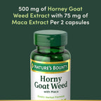 Nature's Bounty Horny Goat Weed with Maca, Herbal Health Supplement, 60 Capsules
