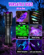 ULTRAFIRE UV Flashlight 395-405 nm Led Blacklight for Curing UV Glue, Leak Detector, Pet Urine Stain