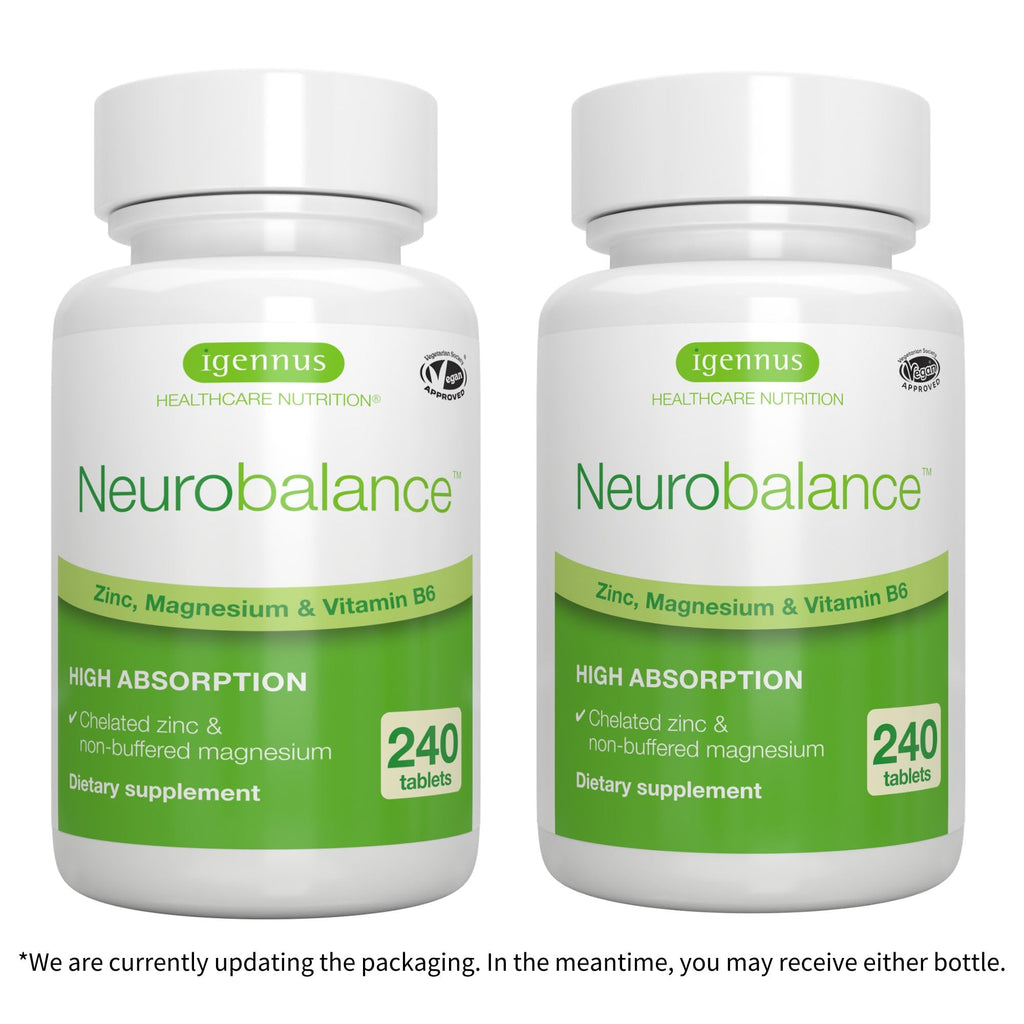 Igennus Neurobalance Zinc Magnesium & B6 Complex Formulated for Cognitive Support, Calm Focus & Relaxation, 240 Small Tablets, High Absorption Chelated Zinc & Fully Reacted Magnesium, Vegan, Non-GMO