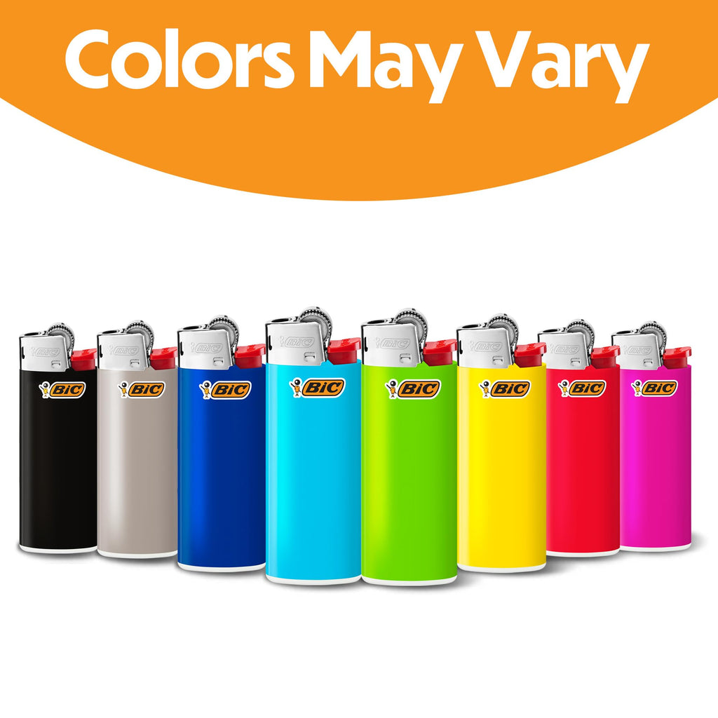 BIC Mini Pocket Lighters, Assorted Bright Colors, 50-Count Tray, Safe and Reliable Child-Resistant Lighters